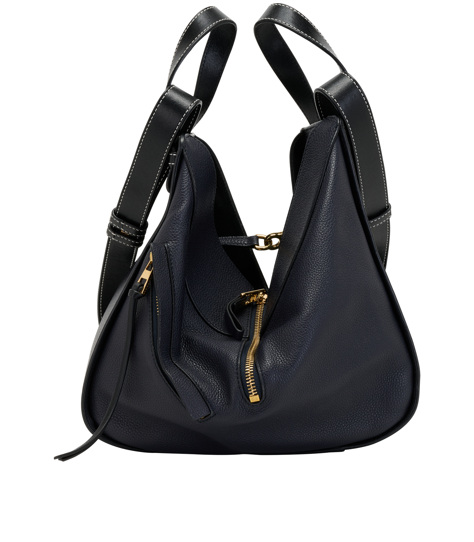 Small Hammock, &pound;1,100, Handbags, Black/Navy, Leather, Bottom view